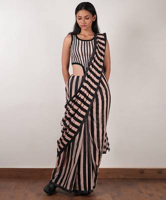 Pink printed cotton saree 2
