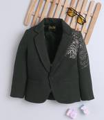 Olivegreen cotton woven printed blazer