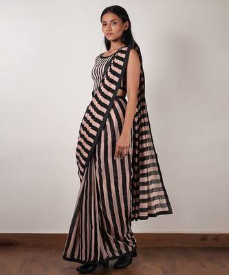 Pink printed cotton saree 3
