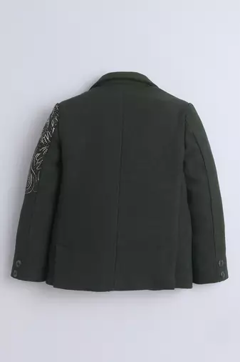 Olivegreen cotton woven printed blazer