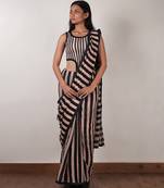 Pink printed cotton saree