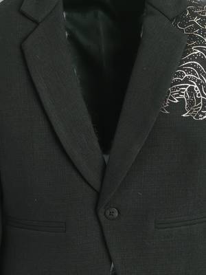 Olivegreen cotton woven printed blazer 3