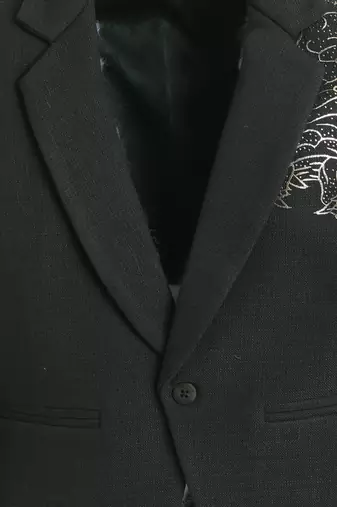 Olivegreen cotton woven printed blazer