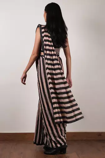 Pink printed cotton saree