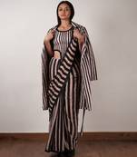 Pink printed cotton saree with jacket