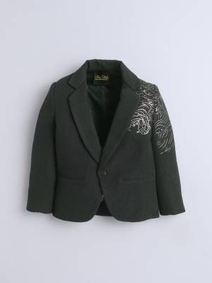 Olivegreen cotton woven printed blazer 5