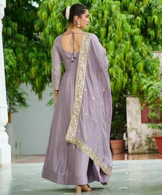 Onion color vichitra silk wedding ceremonial gown with dupatta for looks 3