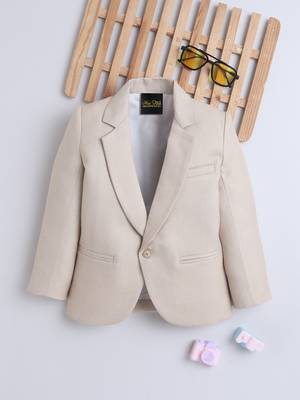 Beige cotton woven blazer 1