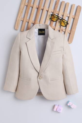 Beige cotton woven blazer