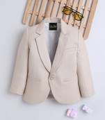 Beige cotton woven blazer