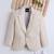 Beige cotton woven blazer
