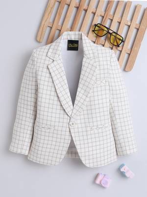 Cream cotton woven blazer 1