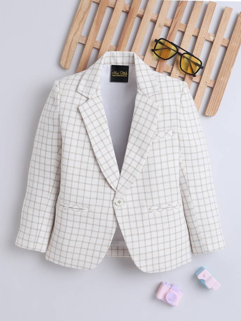 Cream cotton woven blazer
