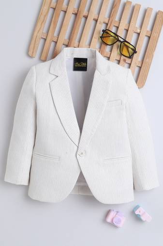 Offwhite cotton woven blazer