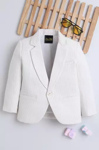 Offwhite cotton woven blazer