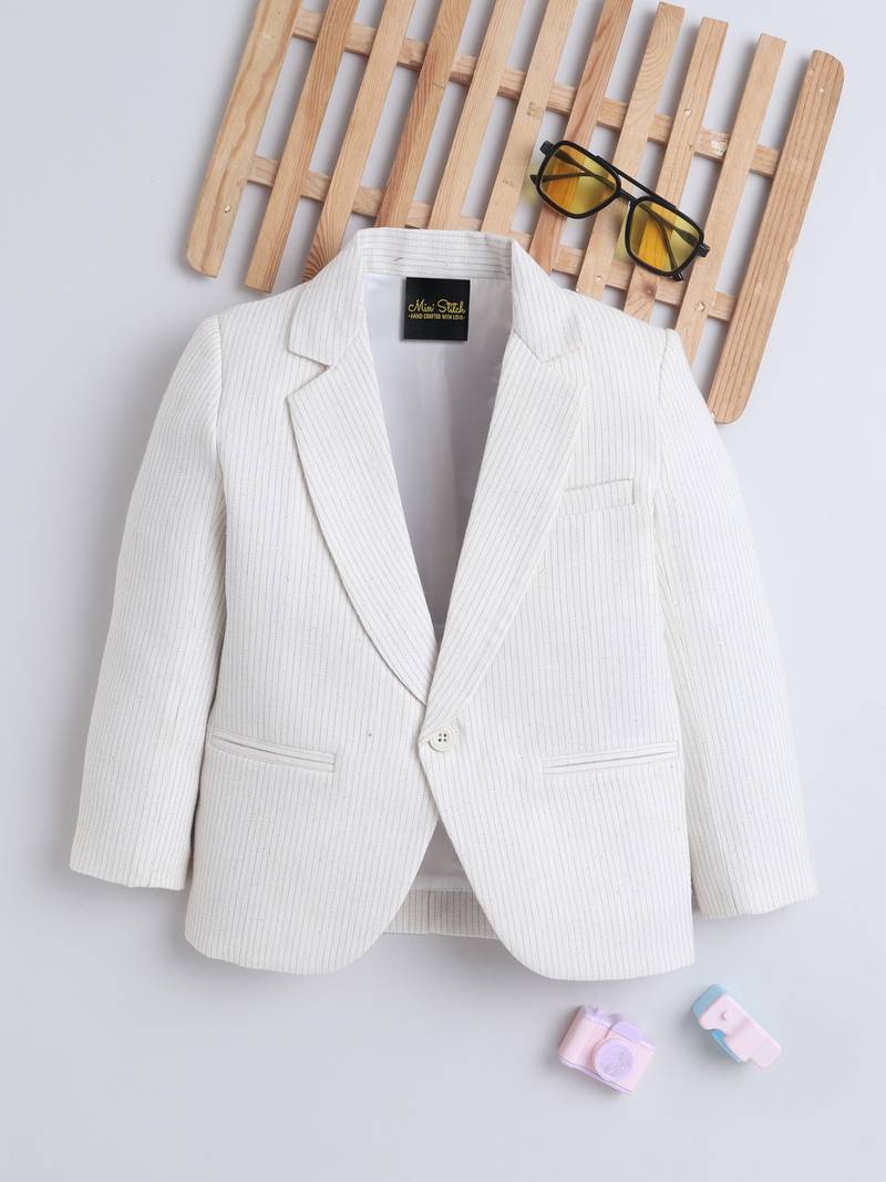 Offwhite cotton woven blazer