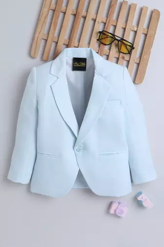 Skyblue cotton woven blazer