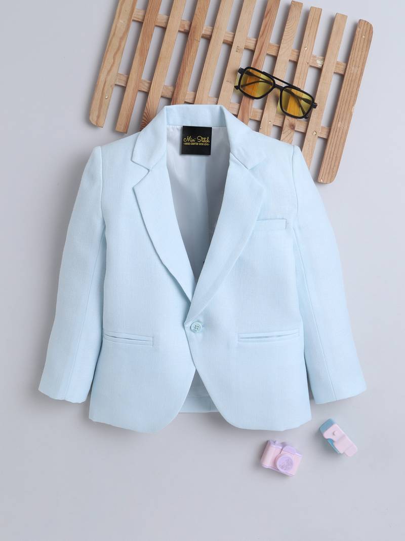 Skyblue cotton woven blazer