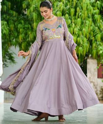 Onion color vichitra silk wedding ceremonial gown with dupatta for looks 6
