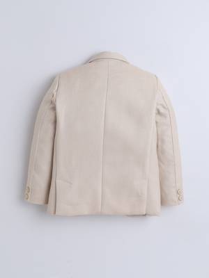 Beige cotton woven blazer 2