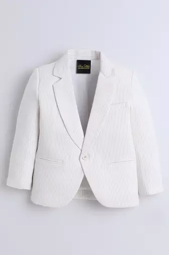 Offwhite cotton woven blazer