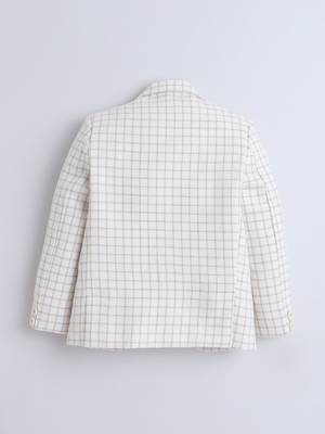 Cream cotton woven blazer 2
