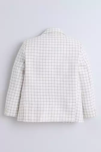 Cream cotton woven blazer