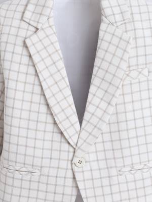 Cream cotton woven blazer 3