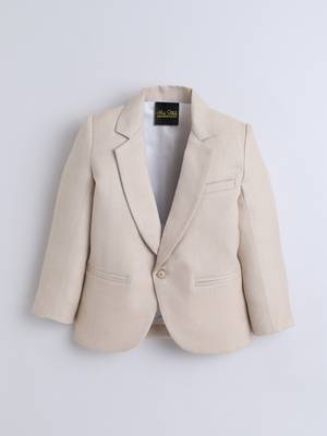 Beige cotton woven blazer 4