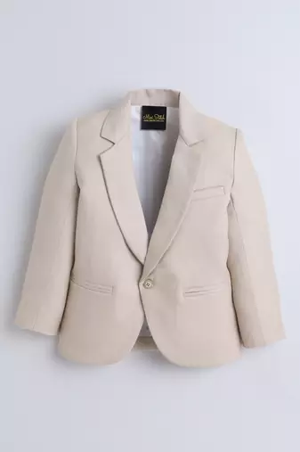 Beige cotton woven blazer