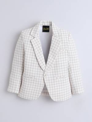 Cream cotton woven blazer 4