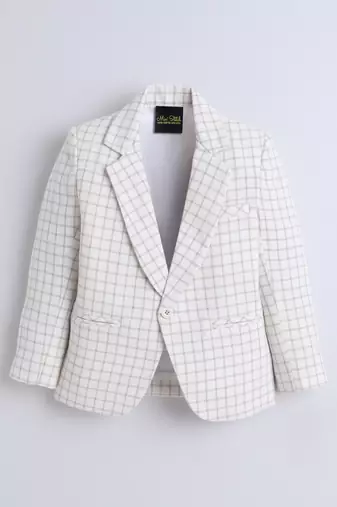 Cream cotton woven blazer