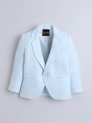 Skyblue cotton woven blazer 4