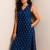 Navy blue color small floral block print with zari couching on neckline kurti