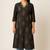 Black color block style print with zari couching on neckline kurti