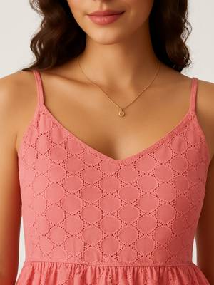 Pink color schifli dress for women 3