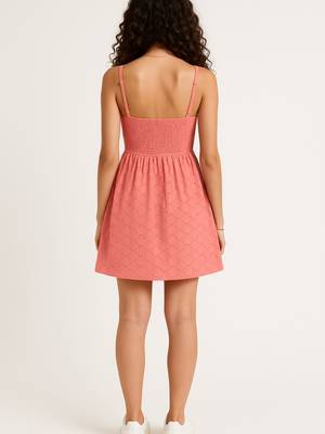 Pink color schifli dress for women 4