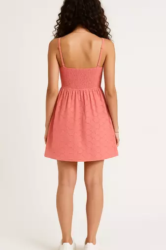 Pink color schifli dress for women