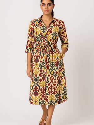 Ikat inspired multicolor all over print rayon kurti 2