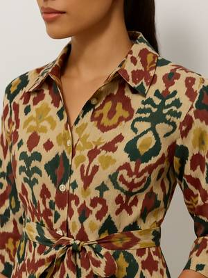 Ikat inspired multicolor all over print rayon kurti 3