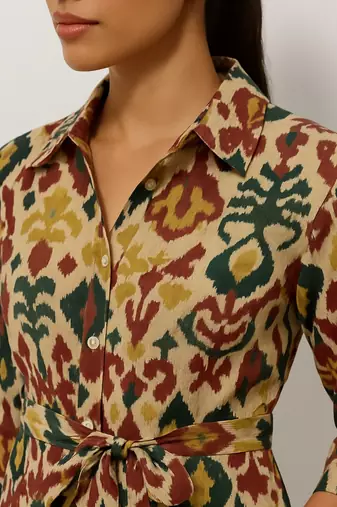 Ikat inspired multicolor all over print rayon kurti