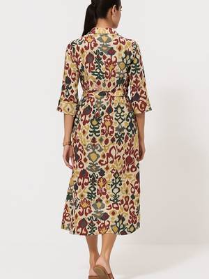 Ikat inspired multicolor all over print rayon kurti 4