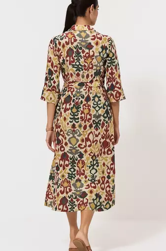 Ikat inspired multicolor all over print rayon kurti