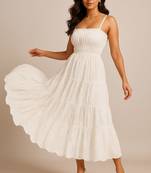 White color schiffli embroidery dress