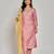 Pink color dabka embroidery with mirror work kurta with pant and duptta