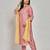 Pink color dabka embroidery with mirror work kurta with pant and duptta