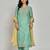 Mint green color zari embroidery kurta with pant and duptta