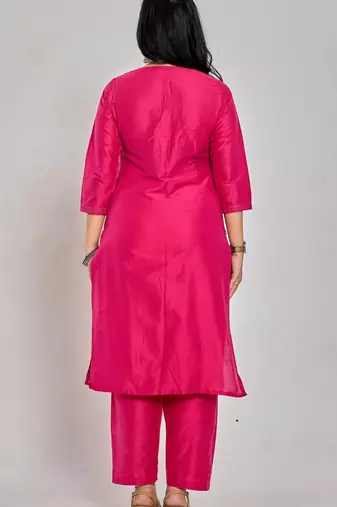 Pink color mirror work with zari and sequin work kurta with pant and duptta