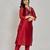 Maroon color mirror embroidery kurta with pant