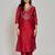 Maroon color mirror embroidery kurta with pant